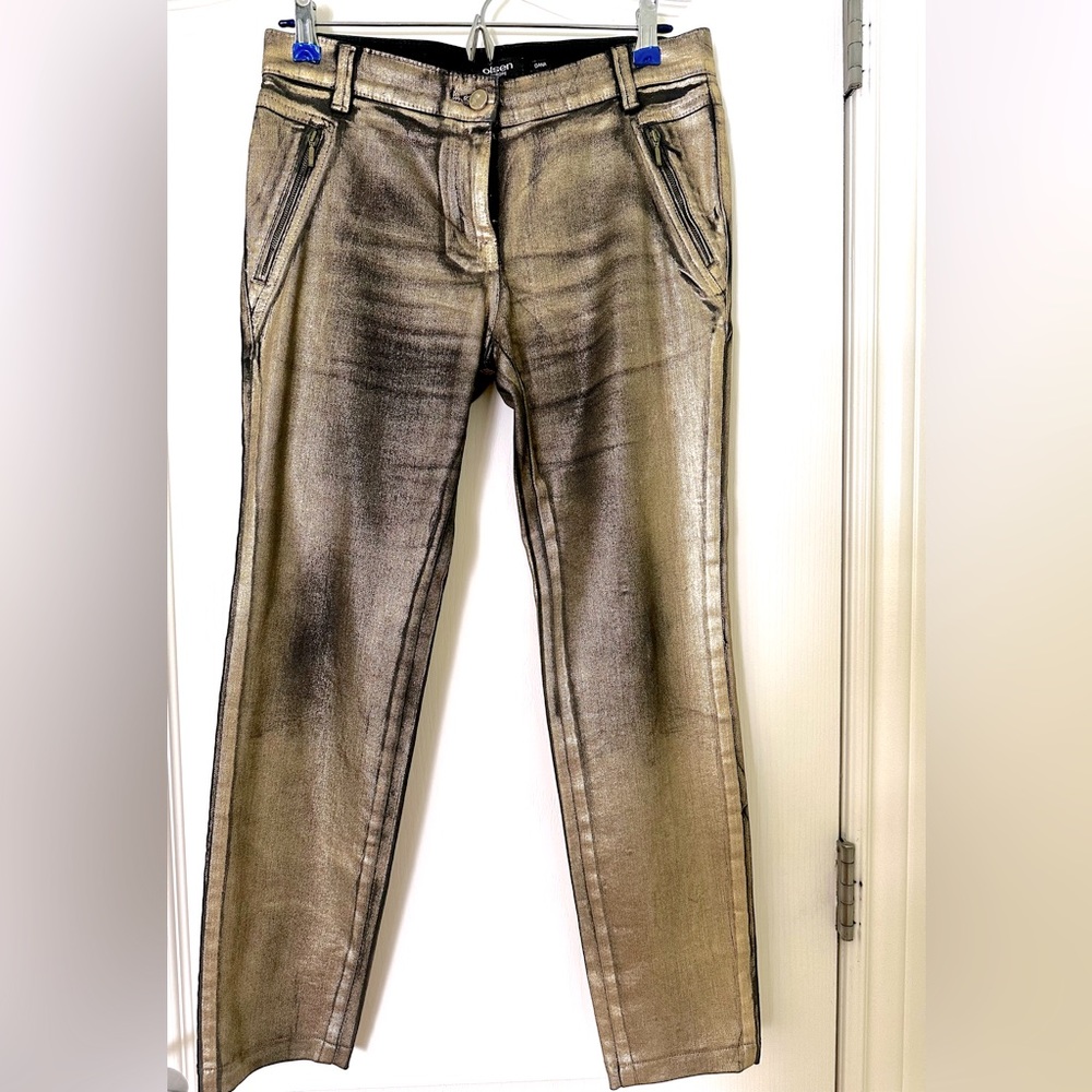 OLSEN EUROPE RUSTIC GOLD METALLIC SLIM SKINNY JEANS SIZE XS/4